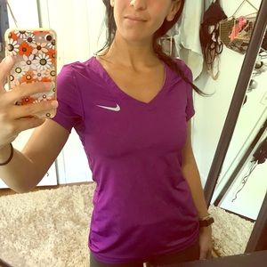 Purple Nike pro v-neck